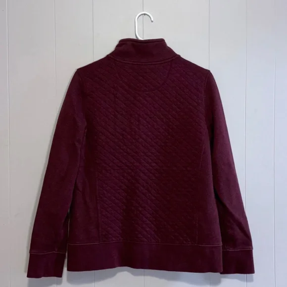 L.L. Bean Dark Plum Quilted Zip Sweatshirt Size Small - Picture 2 of 4